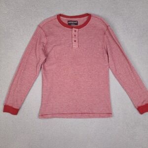 Fourcast T-Shirt Men’s Large‎ Red Henley Long Sleeve Waffle Knit Casual